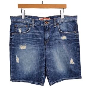 GAP Factory Distressed Boyfriend Jean Shorts Size 14 Denim Mid-Rise Casual Chic